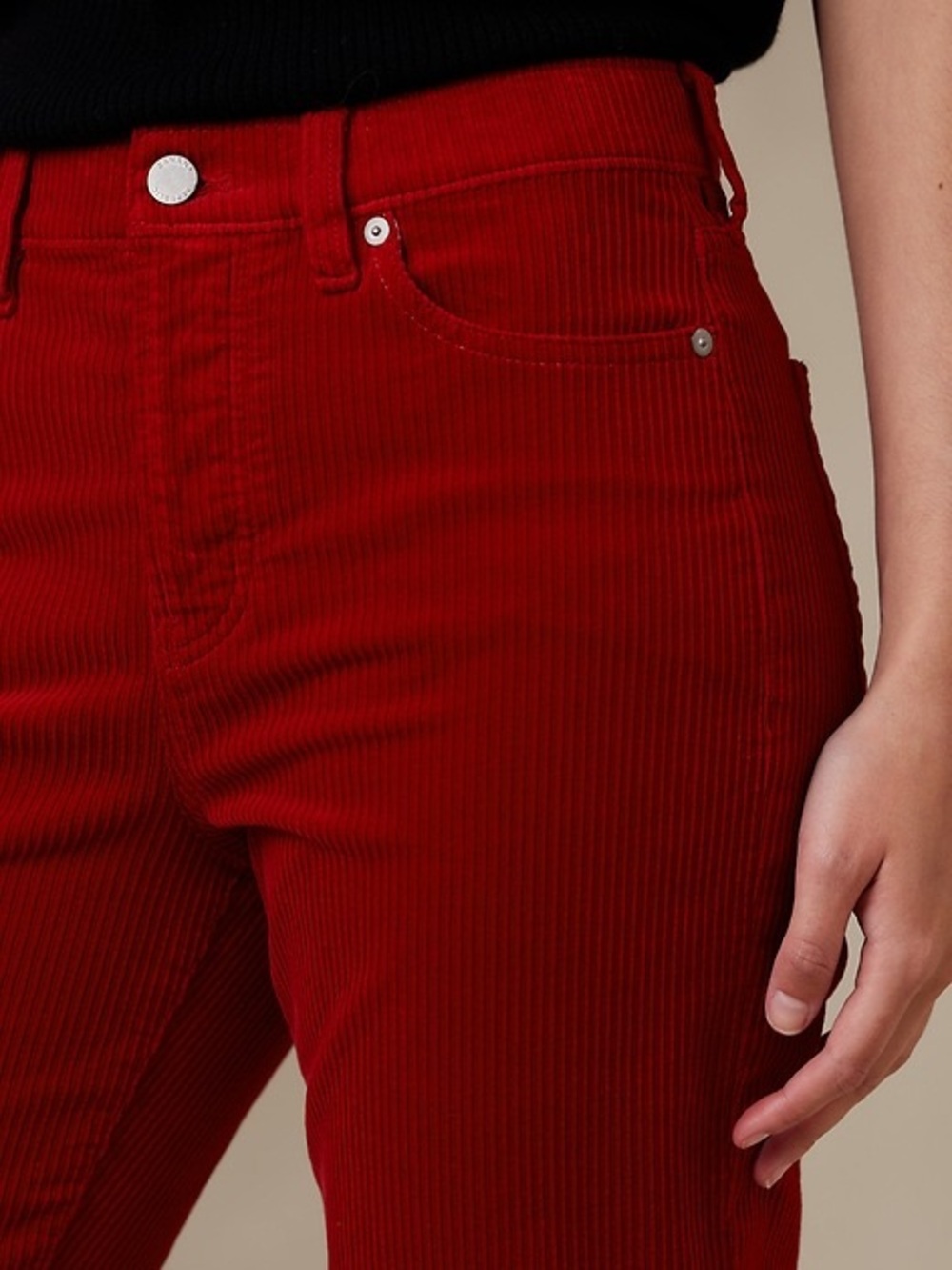 Banana Republic Red Chakra High Waist Straight-Leg Wide Corduroy Jeans 28